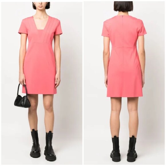BOSS square neck salmon sheath short dress Size 10 - Picture 1 of 13